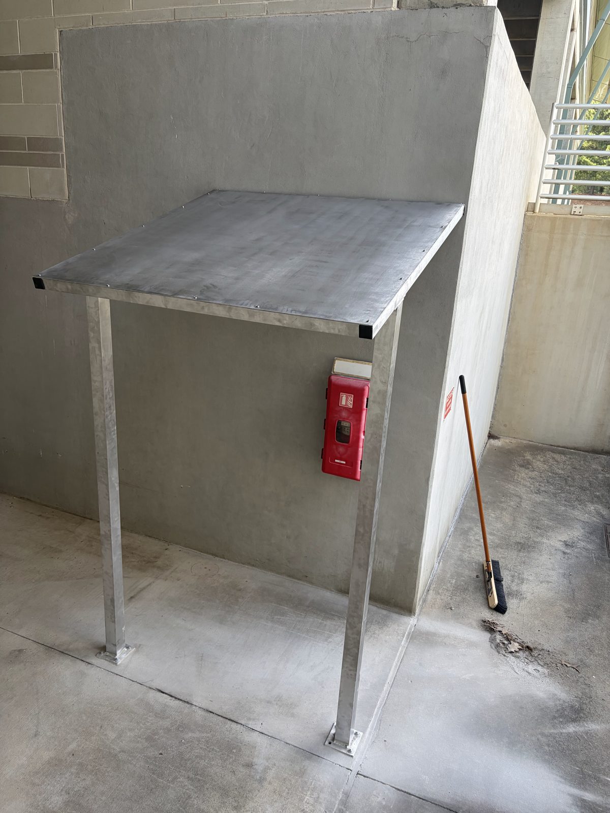 An aluminum lean to, welded here and installed at a treatment plant.