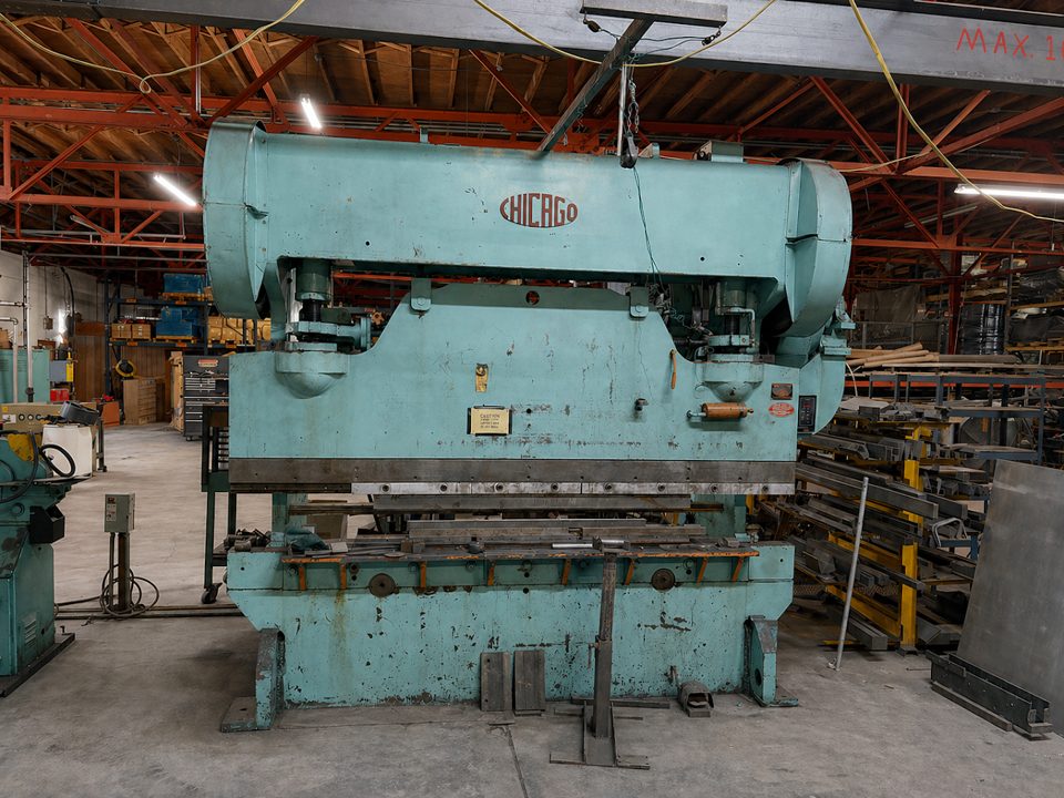 The 200 ton press brake.