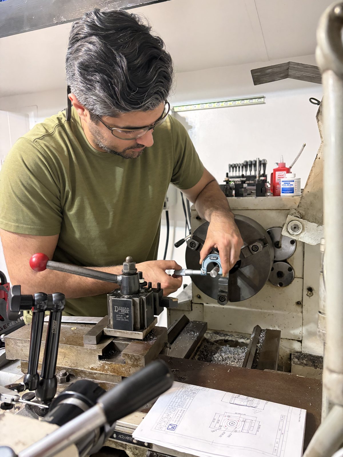 Bashir Jabbour working at the lathe
